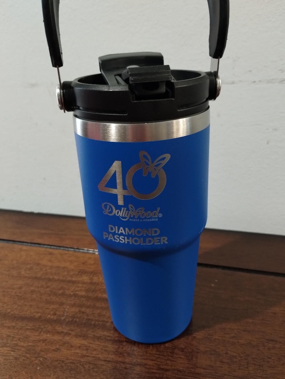 2025 Dollywood 40th Diamond Passholder Stainless Steel Blue Tumbler
